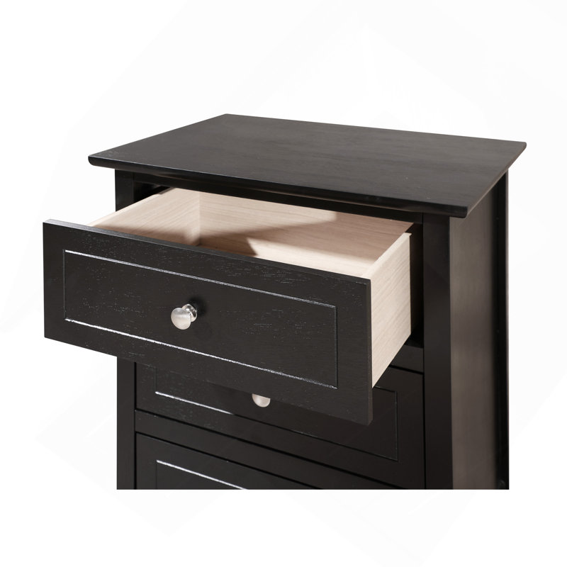 Élégante table de chevet transitionnelle noire, Noir