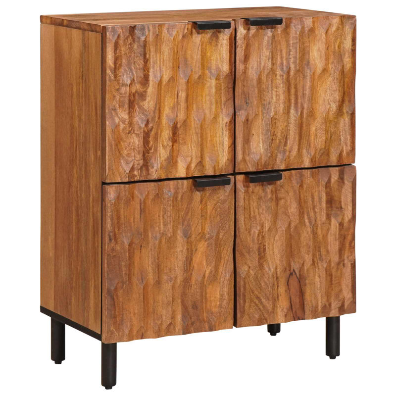 Solid Wood Standard Accent Cabinet, Black/Acacia Brown 