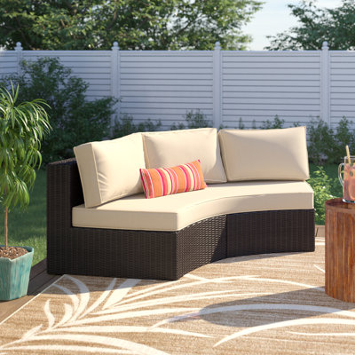Sneed 83" Wide Wicker Patio Sofa with Cushions