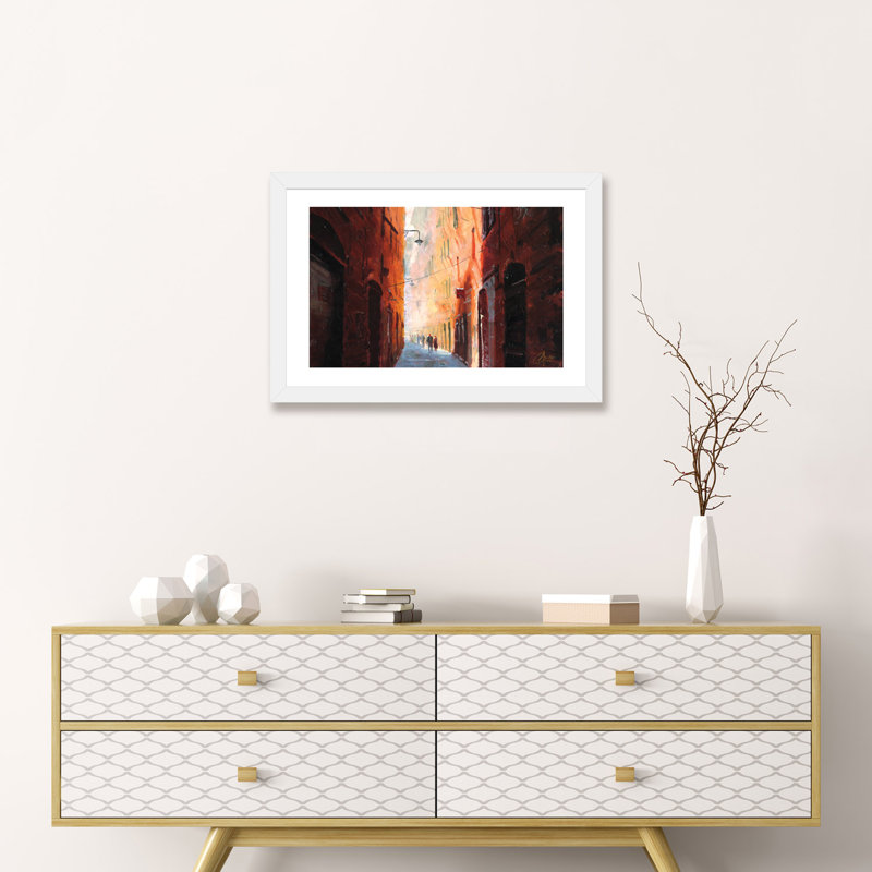 «Italian Street on a Cool Après-midi» par Christopher Clark, reproduction d'art, H 16 po x l 24 po x P 1 po