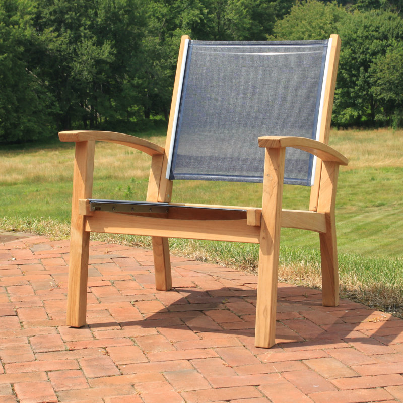 Barbados Outdoor Teak Lounge Chair, Canvas Navy Sunbrella® Canvas