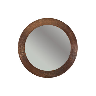 34" Round Hammered Copper Mirror