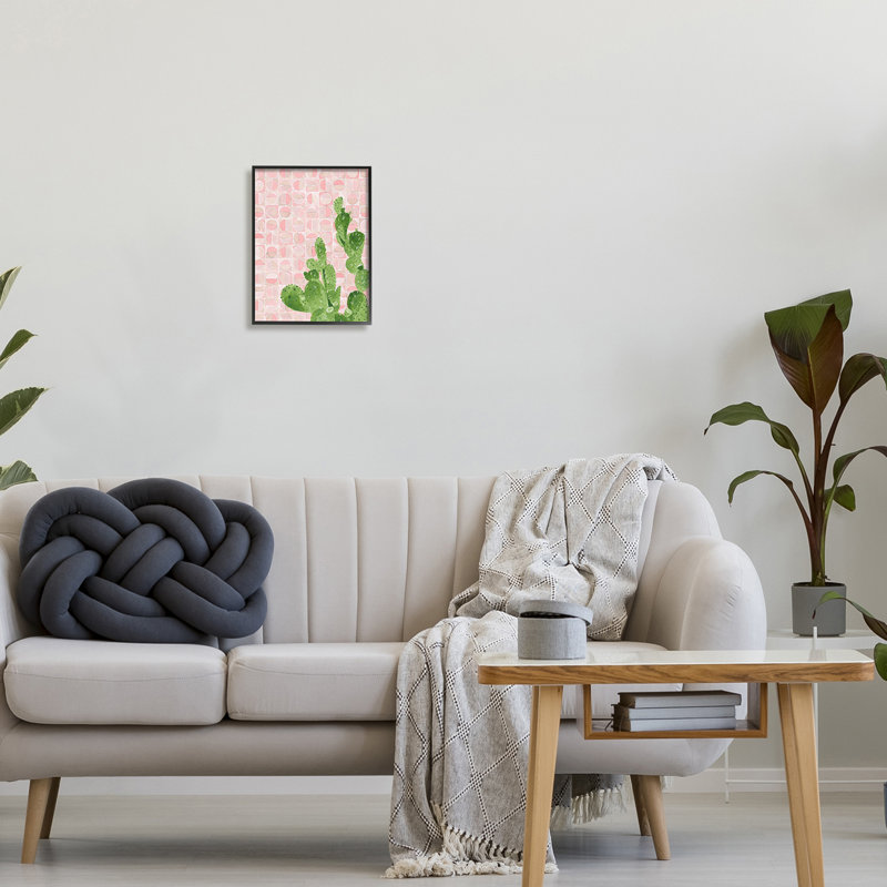Motif géométrique abstrait cactus, Giclée encadrée noir minuit, H 14 po x l 11 po x P 1,5 po