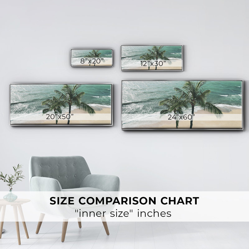 Maui Palm, impression sur toile encadrée, H 24 po x l 60 po x P 1,5 po, Argent