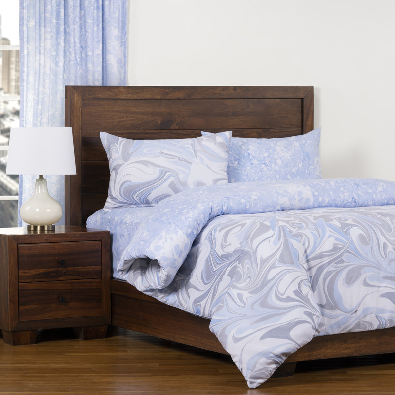Queen Blue Ice and Quicksilver Polyester Duvet Cover Set