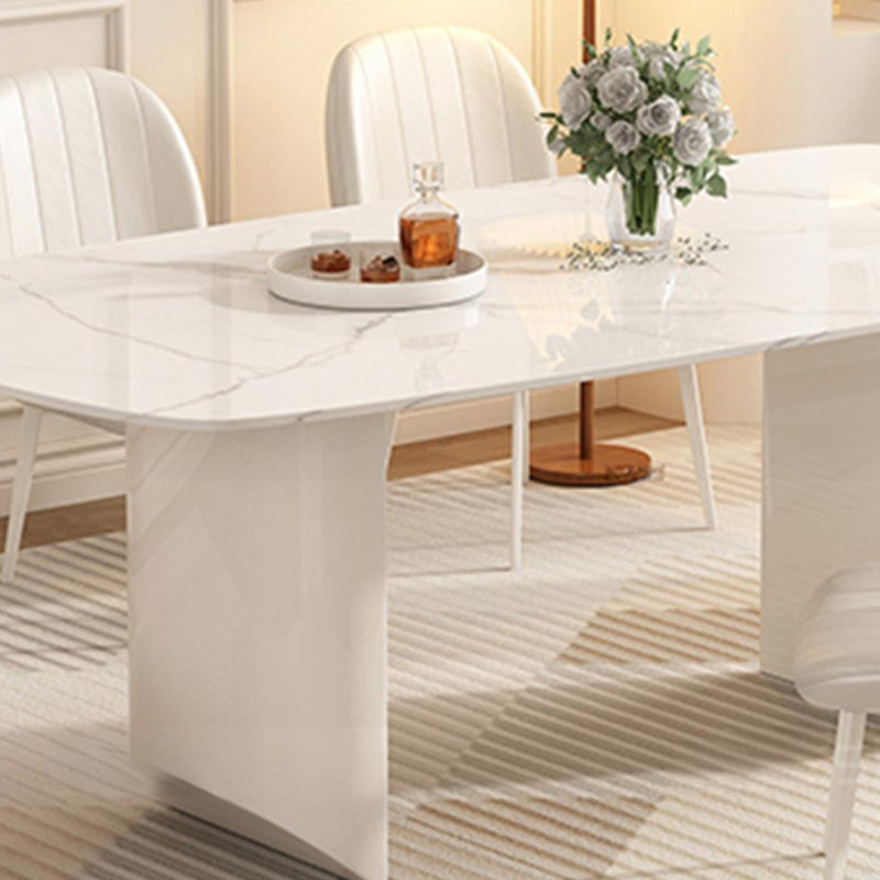 Glossy Snowflake White Dining Table, 29.52"H x 55.11"L x 31.49"W