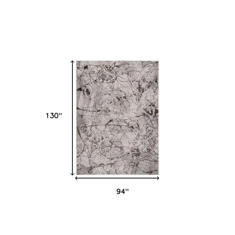 8' X 11' Ivory Grey and Brown Abstract Area Rug