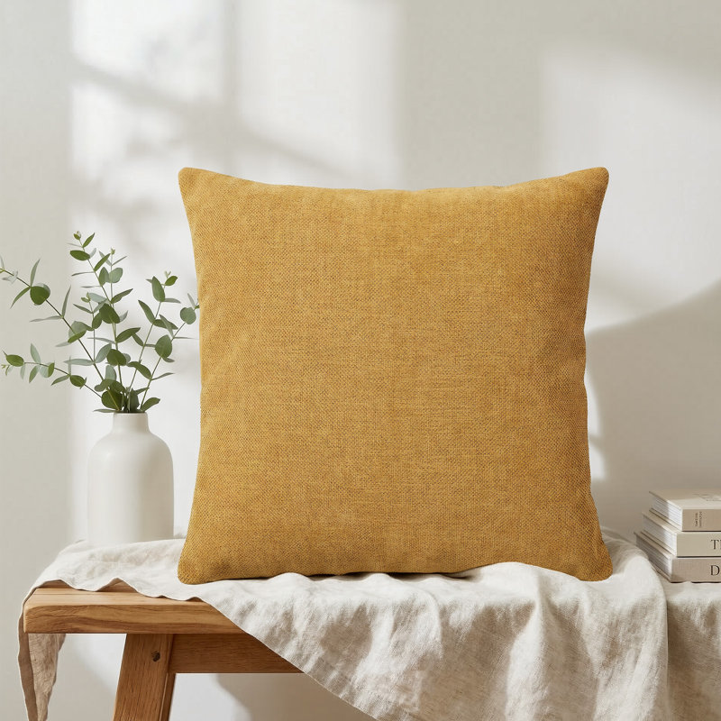 Soft Chenille Throw Pillow Cover, Yellow