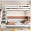 Lit blanc avec pliage hydraulique sans effort et praticité du bureau - Lit superposé et bureau surélevé surdimensionné, polyvalent pour économiser de l'espace-1856035346