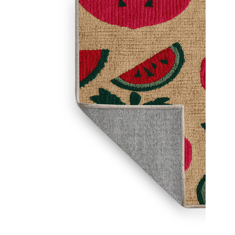  Tapis lavable à motif de radis et de melon d'eau, Carré 8 pi
