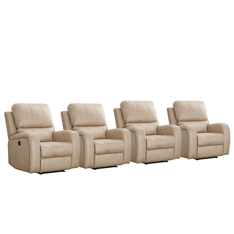 Siège de cinéma inclinable en cuir végétalien souple et large de 36,1 po Saidou, Similicuir beige