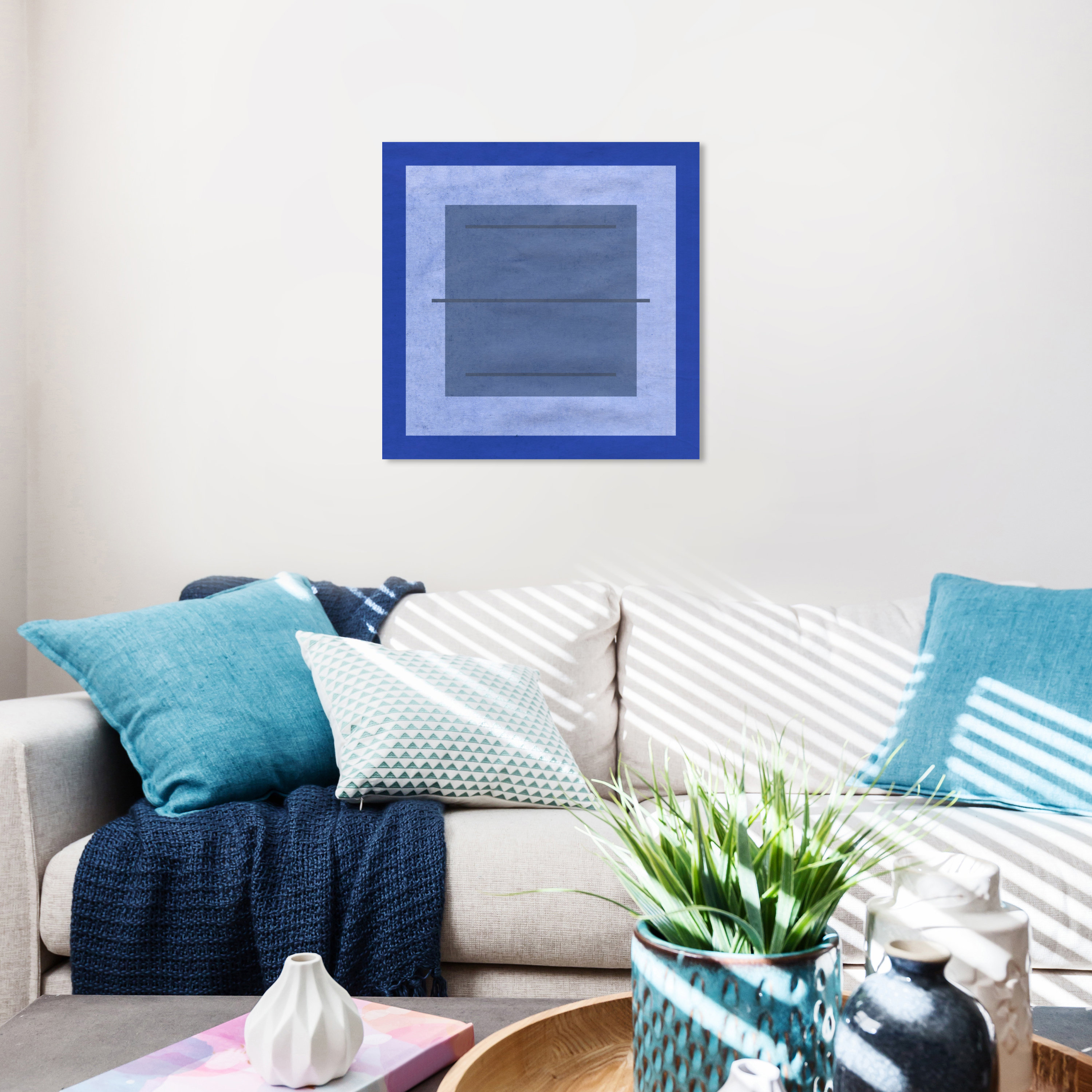Wynwood Studio Abstract Modern Canvas Art Blue Squares in Series Wall