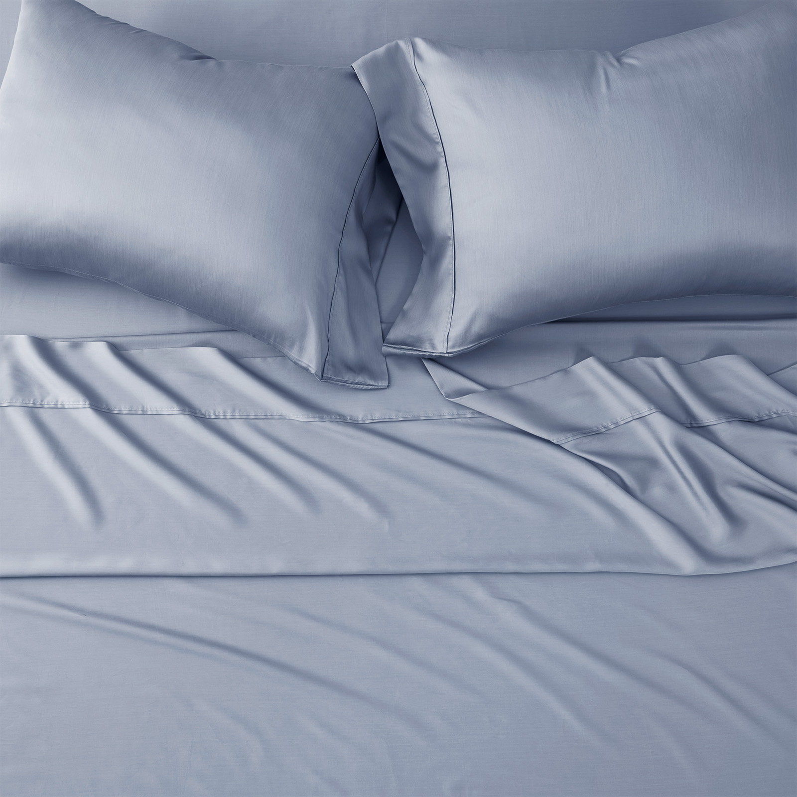 Tencel Sheet Set 4 Pieces, Pearl Blue, Queen Sheet Set + 1 Fitted Sheet + 2  Pillowcases