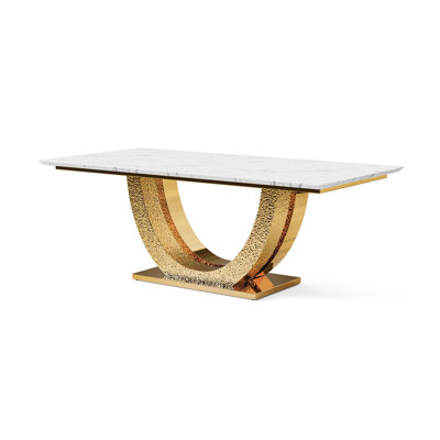 79.4" W Glam Dining Table, Gold