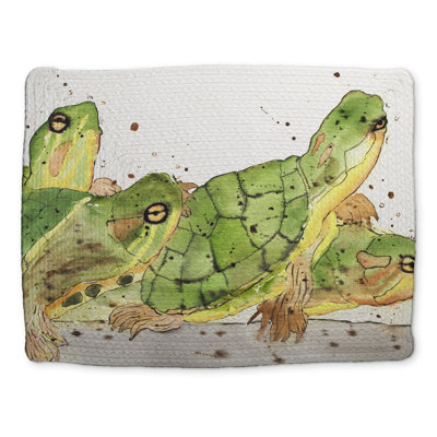 Small Aquatic Turtles Polyester Placemat | Bedroom Decor
