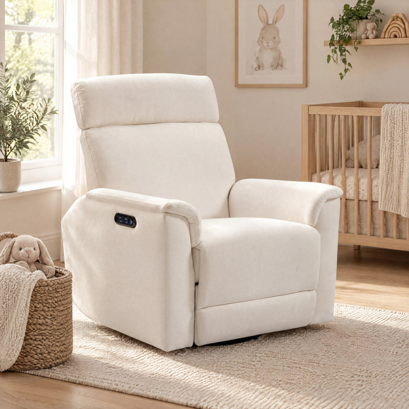 Axton Modern Swivel Glider Power Recliner USB & Type-C Ports And Soft Upholstery