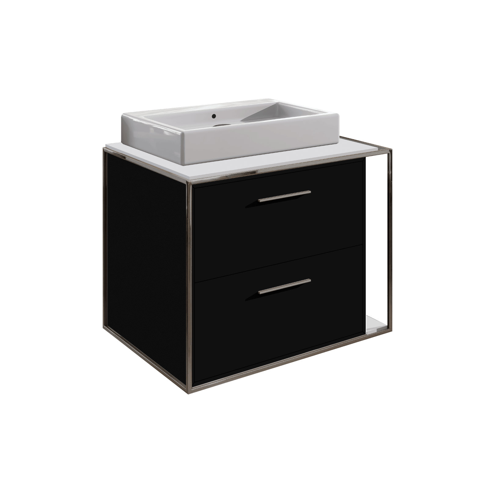 Linea 24'' Single Bathroom Vanity, Matte Black, Wall Mount, Matte White