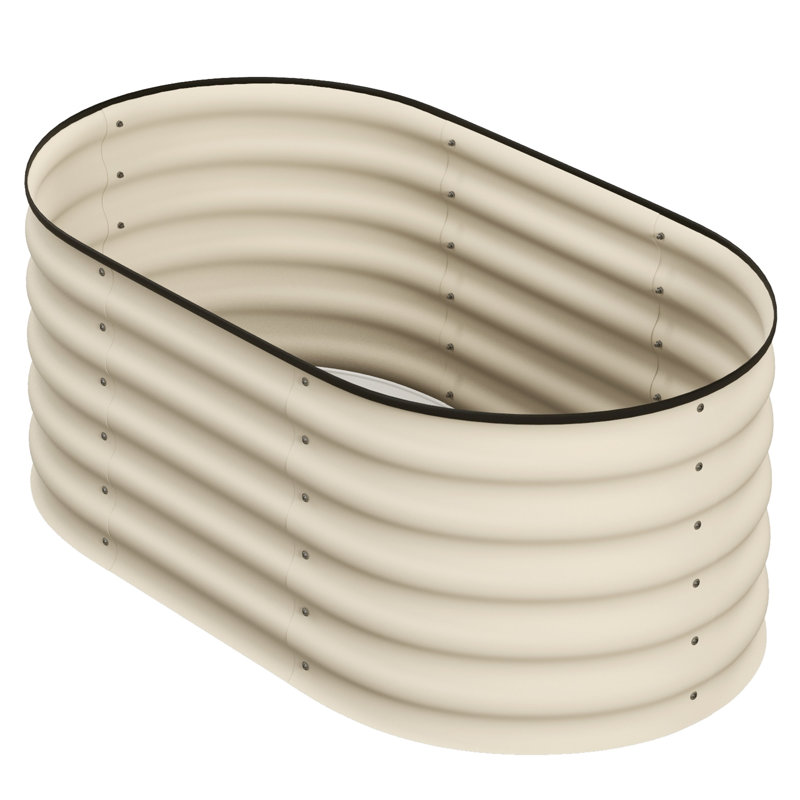 Outdoor Metal Elevated Planter Box, Cream White, 16.5" H x 41.3" W x 23.5" D