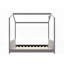 Lit double en bois avec finition velours et structure en pin robuste, gris (aucun sommier requis)