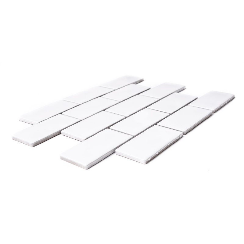 Carreau de mosaïque murale en brique de porcelaine 14,13 po x 10,25 po Metro Moon, Blanc
