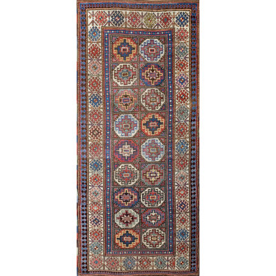 Bold Antique Caucasian Tribal Geometric Pattern Colorful Moghan Rug
