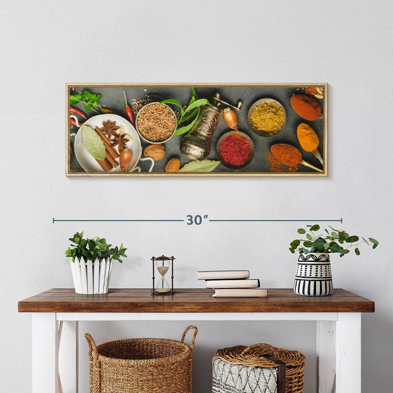 Fines herbes et épices, Cadre flottant en bois naturel, 28 po x 10 po