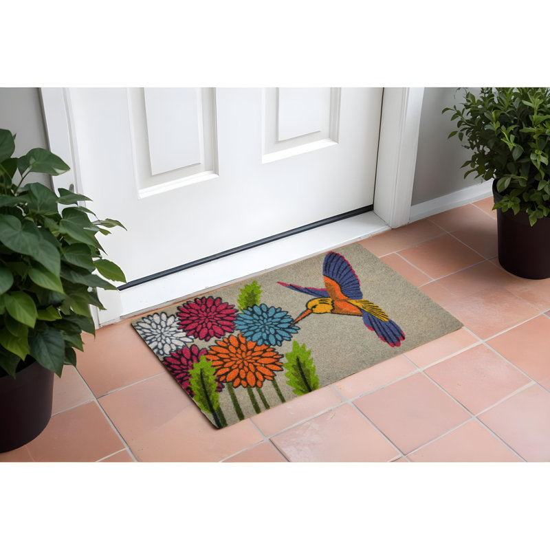 Tapis d'extérieur brun et bleu en fibre de coco 18 "X 30"