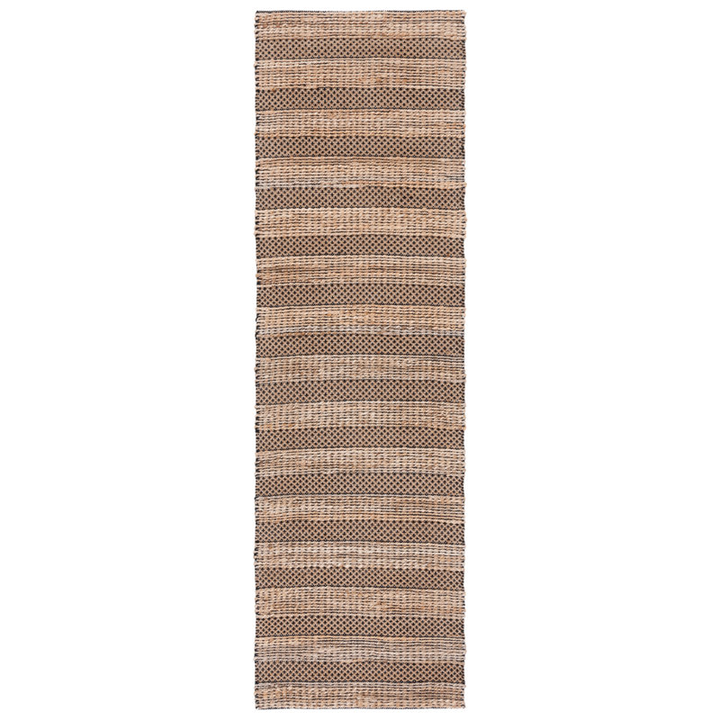 Sonnenberg Striped Flatweave Black/Natural Area Rug, Runner 2'3" x 8'