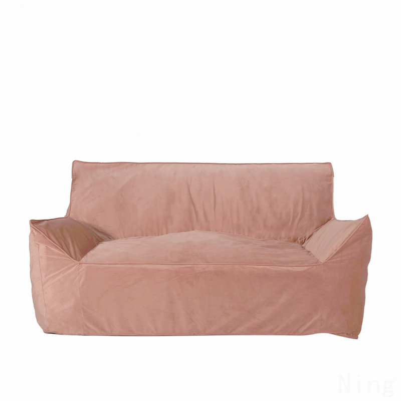 Velveteen 2 Seater Oversized Bean Bag Chair With Armrests, Pink, Pink Velvet