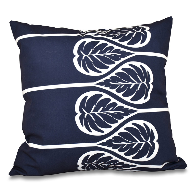 Botanical Blooms Square Pillow Cover & Insert, Navy Blue, 16" H x 16" W