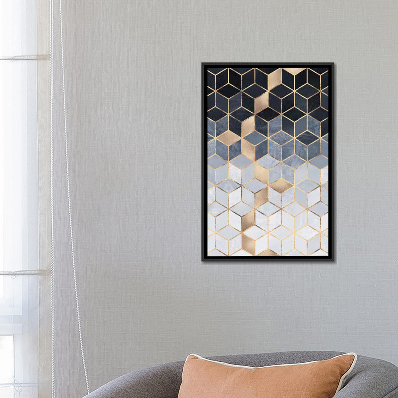 «Soft Blue Gradient Cubes, Rectangular» par Elisabeth Fredriksson, impression sur toile tendue, H 26 po x l 18 po x P 1,5 po