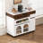 Extendable Dining Table with Extra-Long Folding Top, Drawers & Power Outlet (Walnut+Creamy White)-1605182928