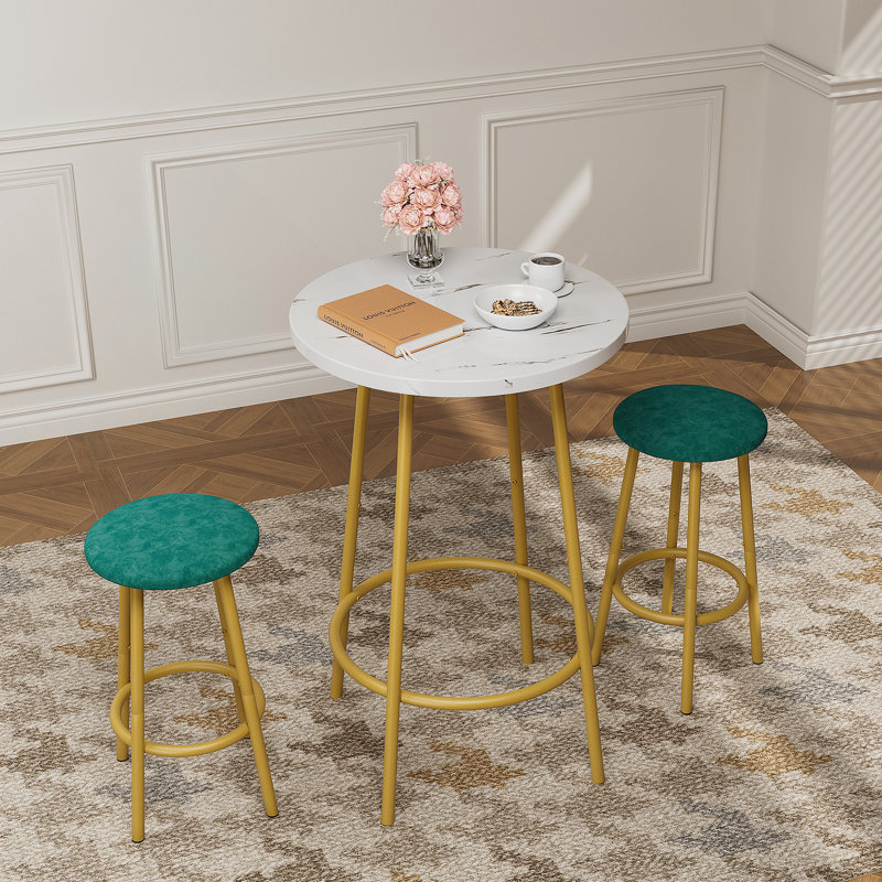 Ensemble de table de bar 3 pièces avec 2 tabourets de bar - table de pub moderne, design durable et peu encombrant pour les petites cuisines et les appartements