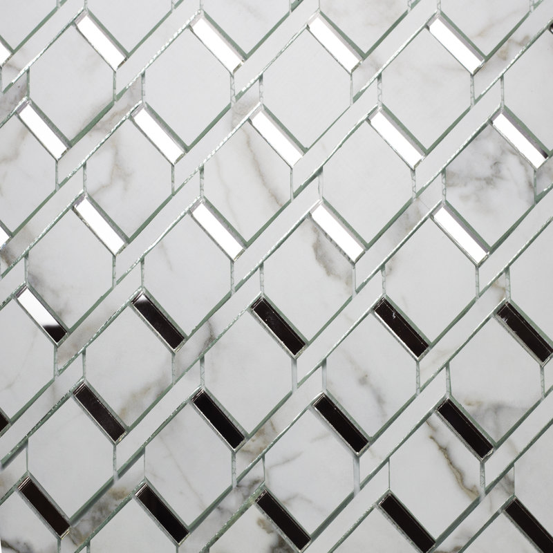 Carrara 2" x 3" Glass Mosaic Tile, Gray/Silver