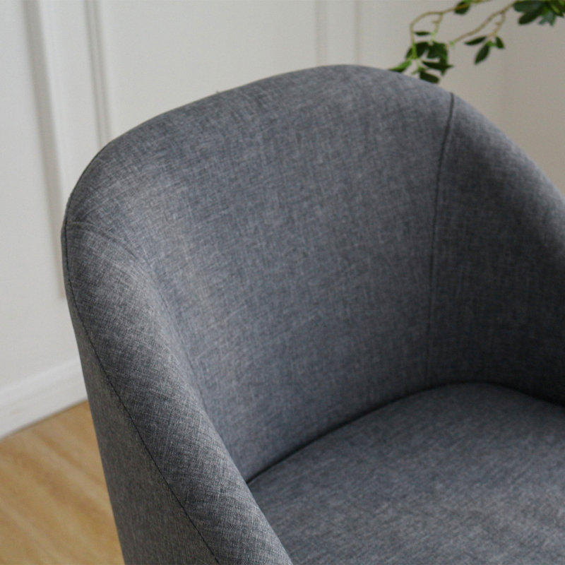 Fauteuil demi-tonneau de 22 po Emra, Mélange de lin gris