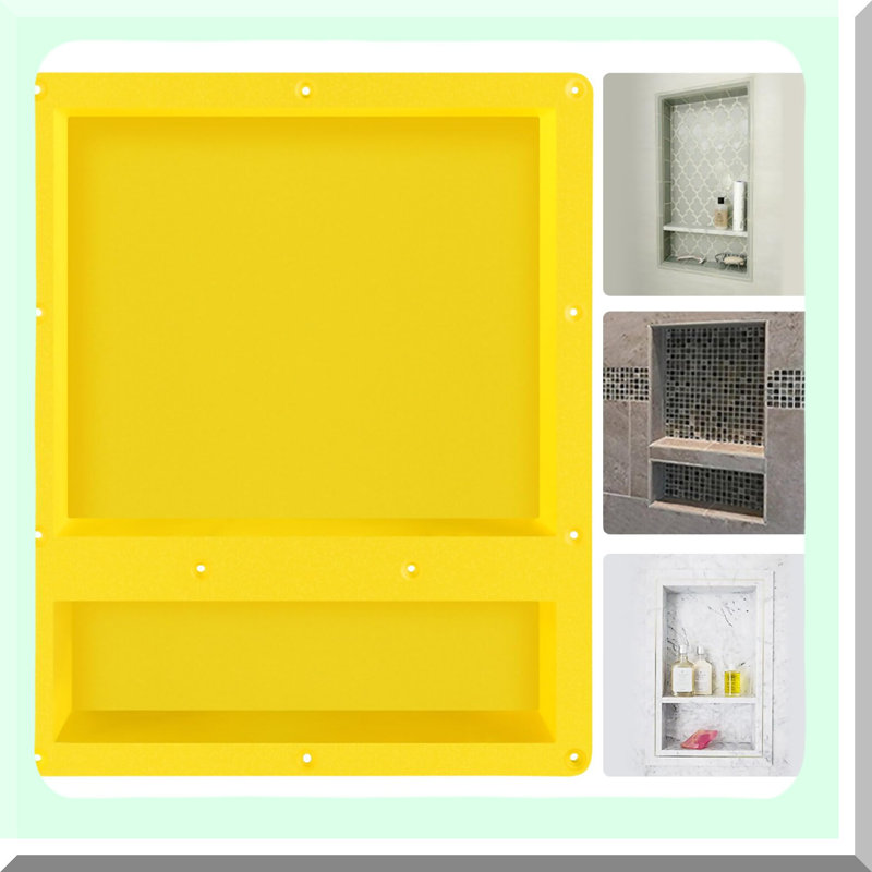 TileReady Double Shelf Shower Niche - Yellow Rectangle Bathroom Storage