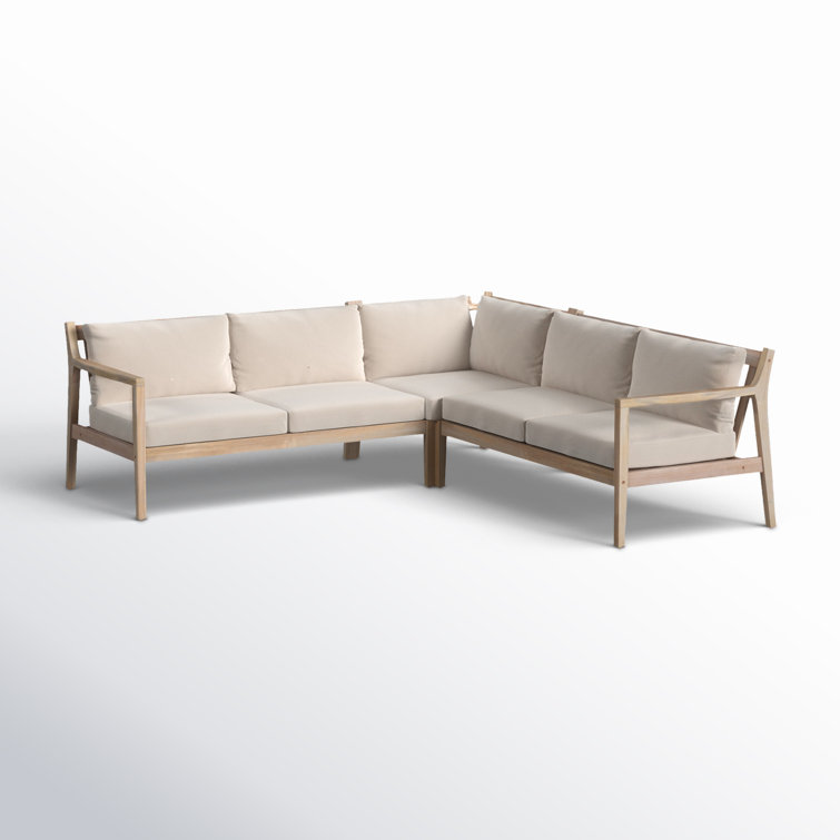 Amina 3 Piece Outdoor Acacia L Shape Sectional 