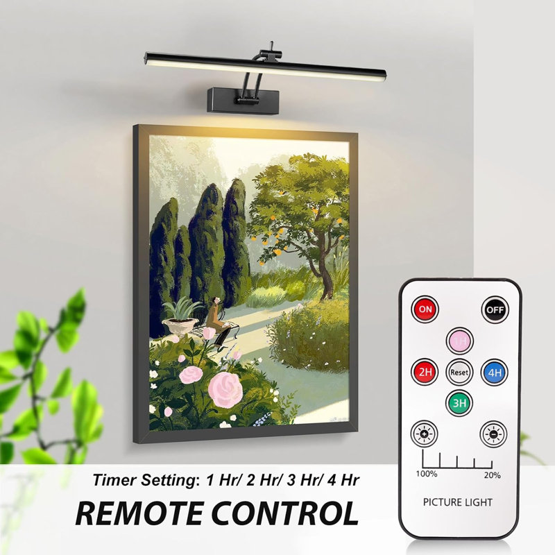 16'' Dimmable Wall Mount Picture Light with Remote, Black