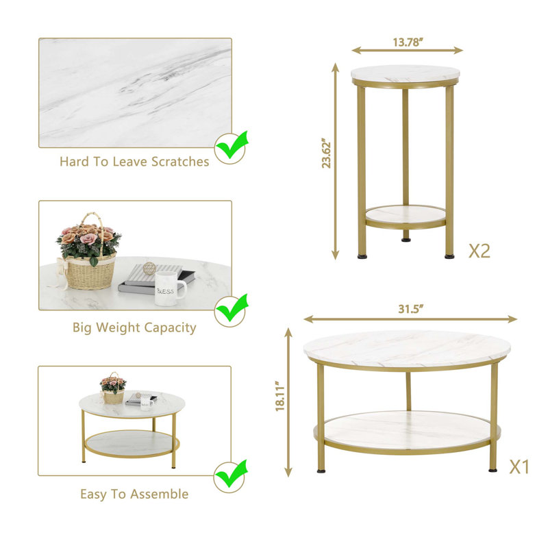 Ensemble de 3 tables basses