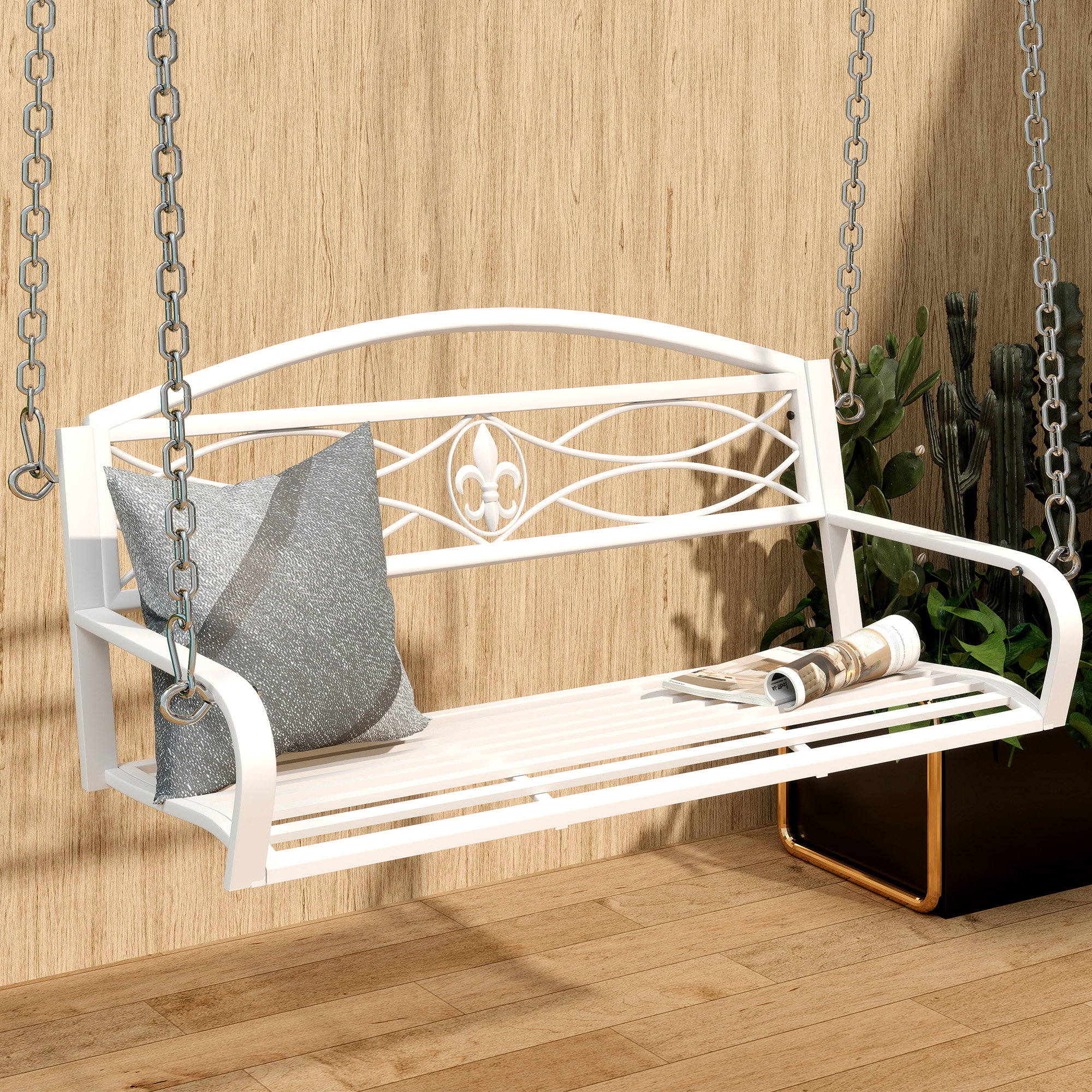 Charlton Home® Heavy Duty Metal Hanging Porch Swing | Wayfair