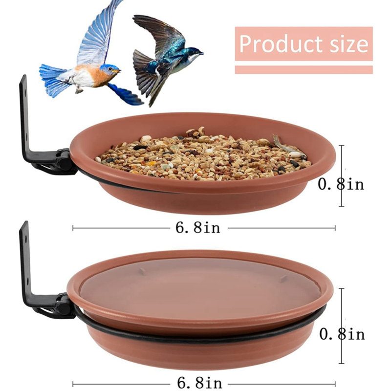Clôture pour mangeoire d'oiseaux - 2 pièces, bain d'oiseaux sauvages à fixation sur un arbre pour placer de l'eau à l'extérieur, installé sur des piquets de terrasse avec anneau en fer robuste