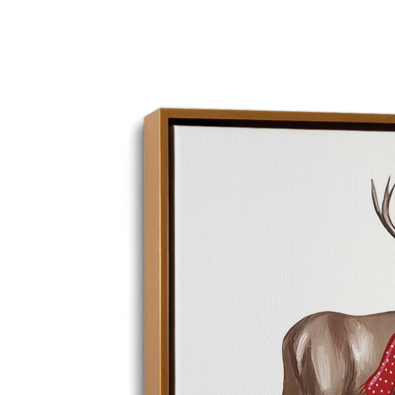 «Merry Reindeers» par Elizabeth Tyndall, reproduction d'art, L 12 po x H 16 po, Doré, Toile avec cadre