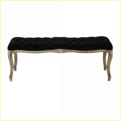 Banc, en velours capitonné traditionnel, d'une largeur de 46,5 po pour le vestibule / salle à manger | Pieds en bois d'hévéa noyer brun