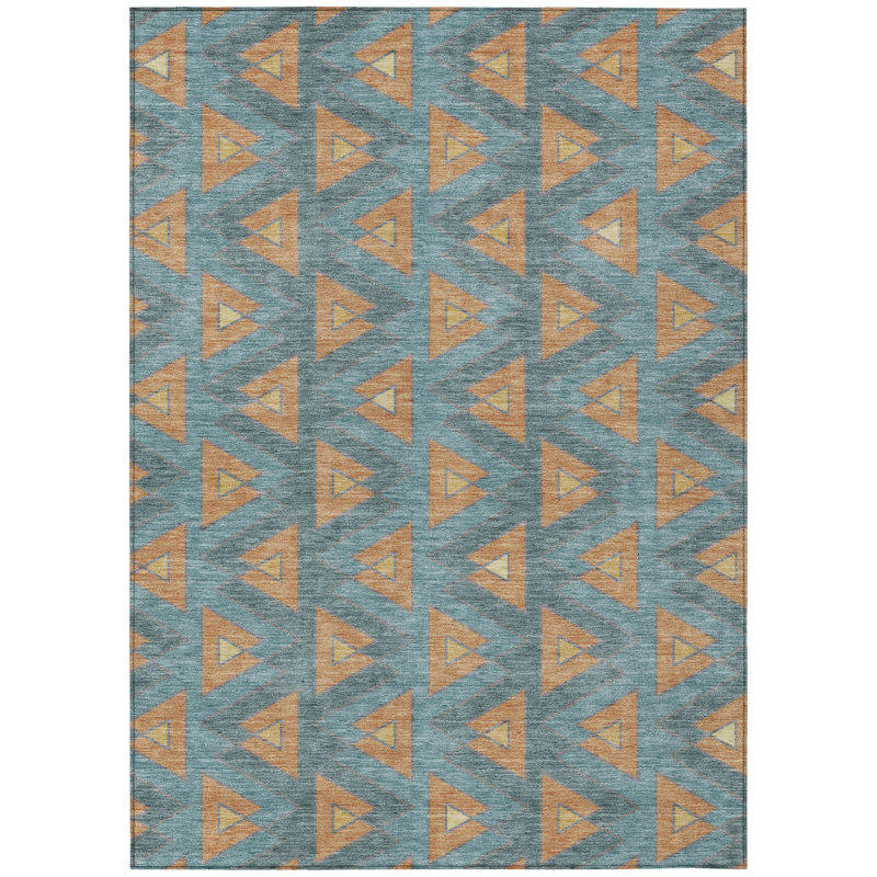 Machine Washable Indoor/Outdoor Chantille ACN2560 Geometric Rug, Teal, 2'6" x 3'10"