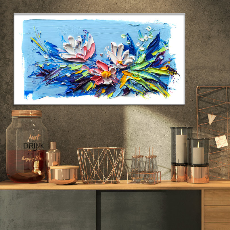 « tas de fleurs », reproduction sur toile tendue, H 16 po x l 32 po x P 1 po
