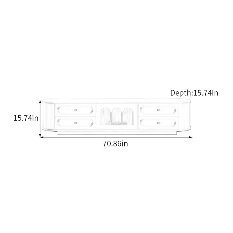 Meuble télé Minimalist, H 15,74 po x L 70,86 po x l 15,74 po