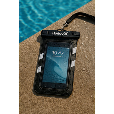 Étui à téléphone Hurley Water Proof imprimé blanc et noir