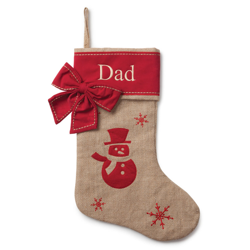 Snowman Burlap with Custom Name Stocking