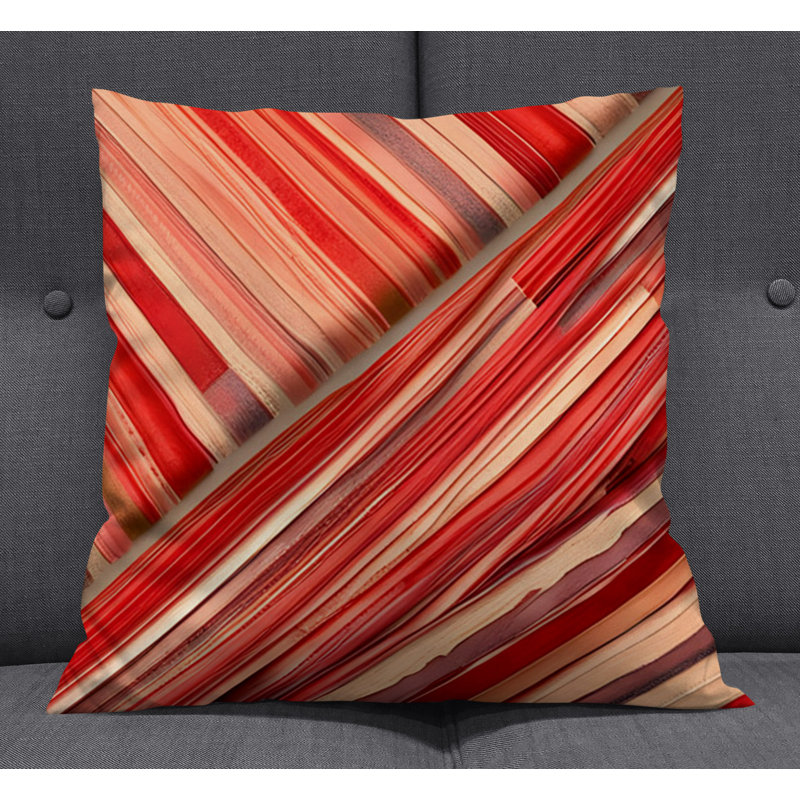 Throw Pillow With Insert, 16"H x 16"W, Red Abstract 19