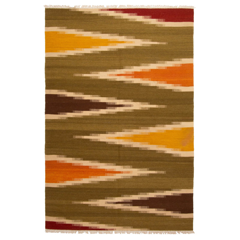 Kilim olive Hosier 5 pi 3 po x 7 pi 10 po